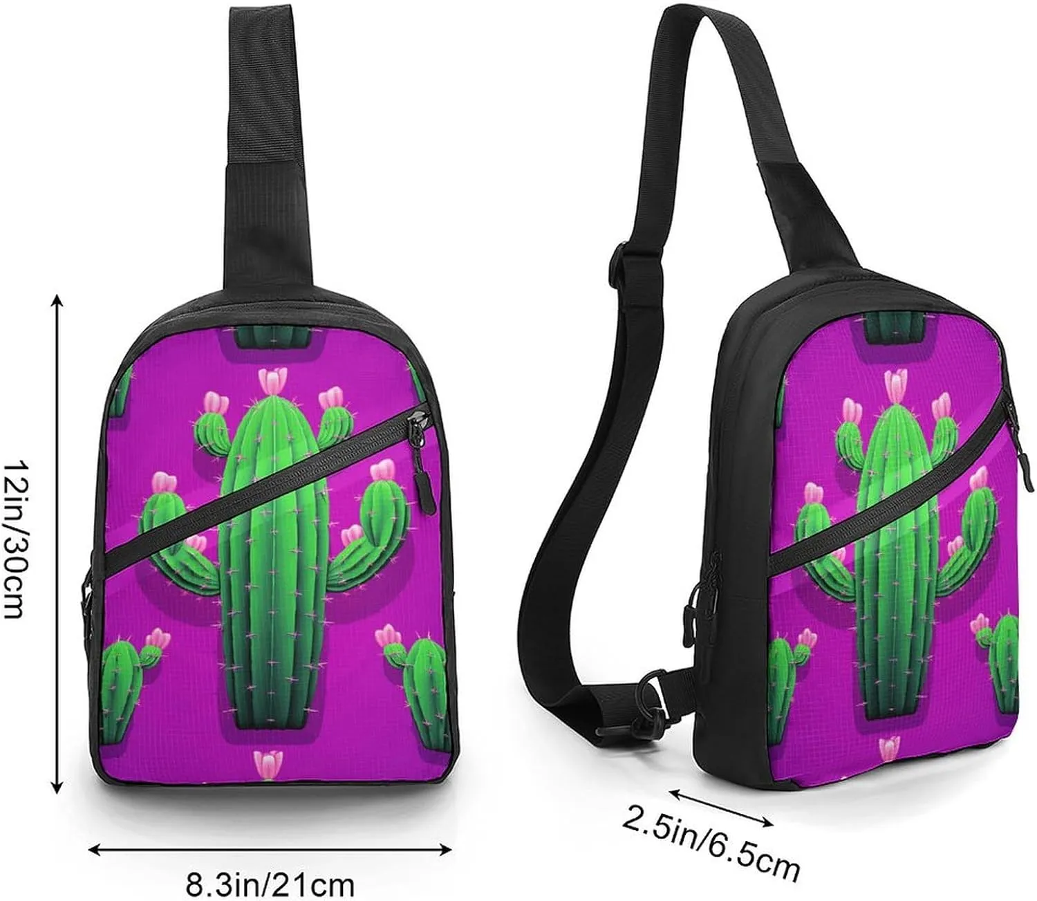 Sling Backpack Crossbody for Man Woman Cactus Cartoon Cross Body Adjustable Chest Bag