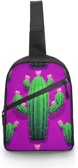 Sling Backpack Crossbody for Man Woman Cactus Cartoon Cross Body Adjustable Chest Bag