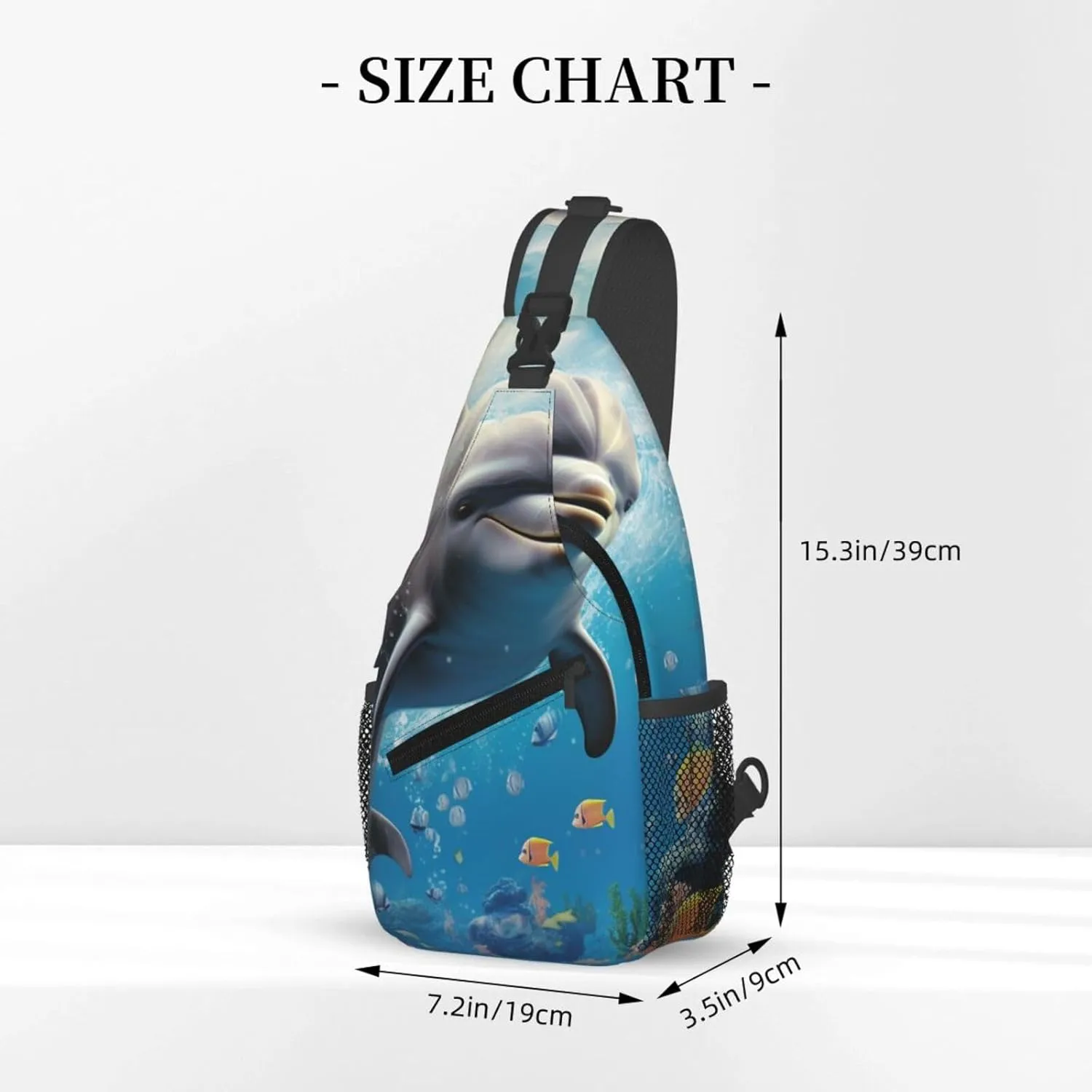 Sling Bag for Women Men Crossbody Bag Sling Backpack Cute Dolphin Cross Body Bag Adjustable Chest Bag