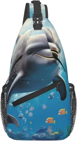 Sling Bag for Women Men Crossbody Bag Sling Backpack Cute Dolphin Cross Body Bag Adjustable Chest Bag