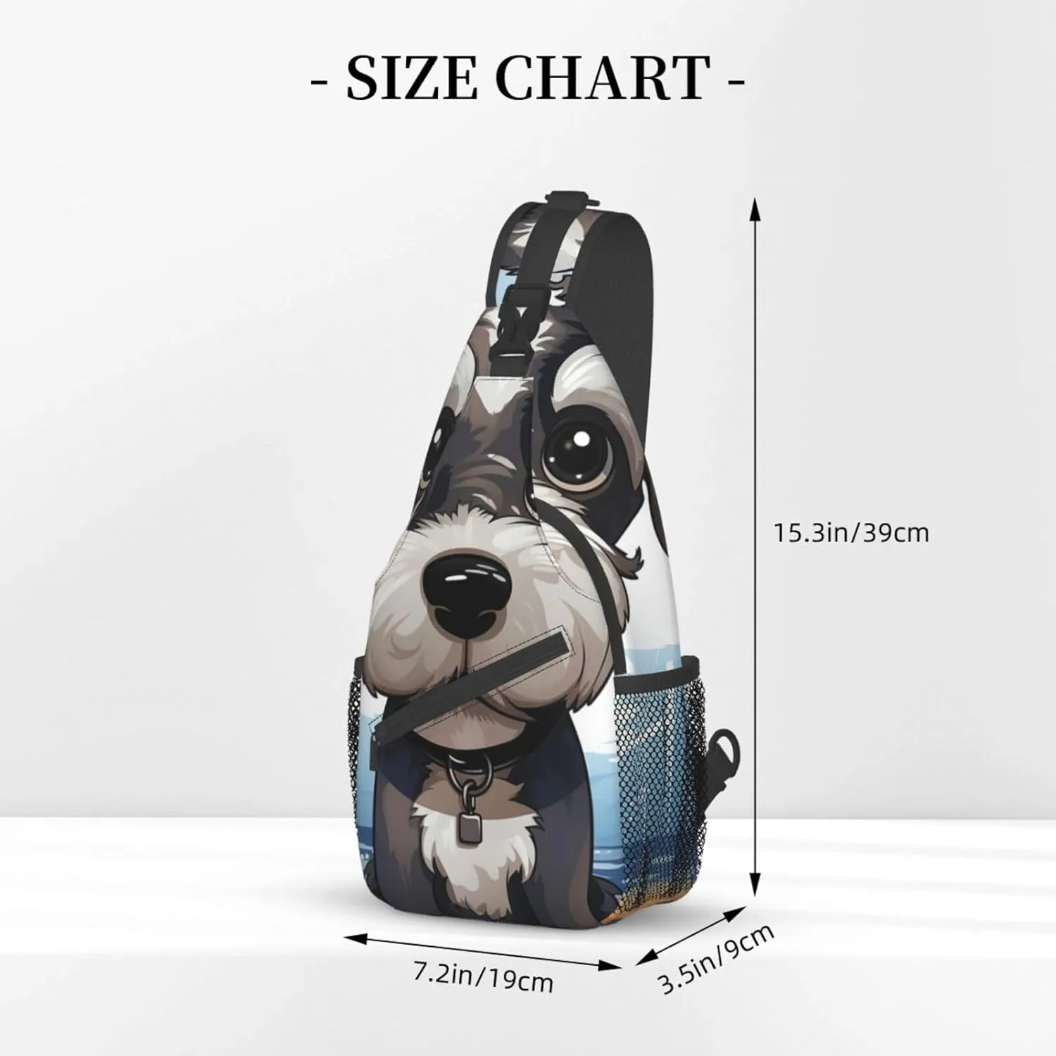 Sling Bag for Women Men Crossbody Bag Small Sling Backpack adorable schnauzer Chest Bag Hiking Daypack