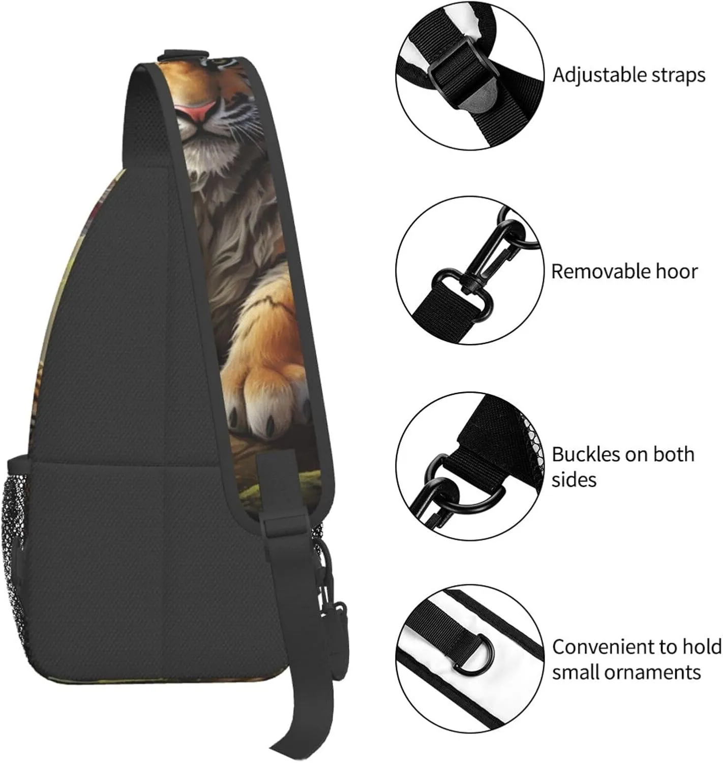 Sling Bag for Women Men Crossbody Bag Small Sling Backpack Jungle Tigers Cub Chest Bag Hiking Daypack
