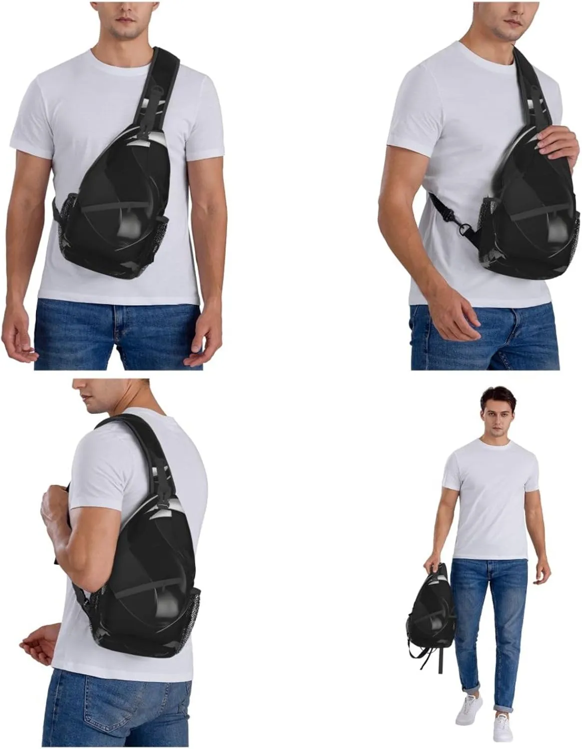 Sling Bag for Women Men Crossbody Bag Small Sling Backpack Piece of Black Ornament Chest Bag Hiking Daypack