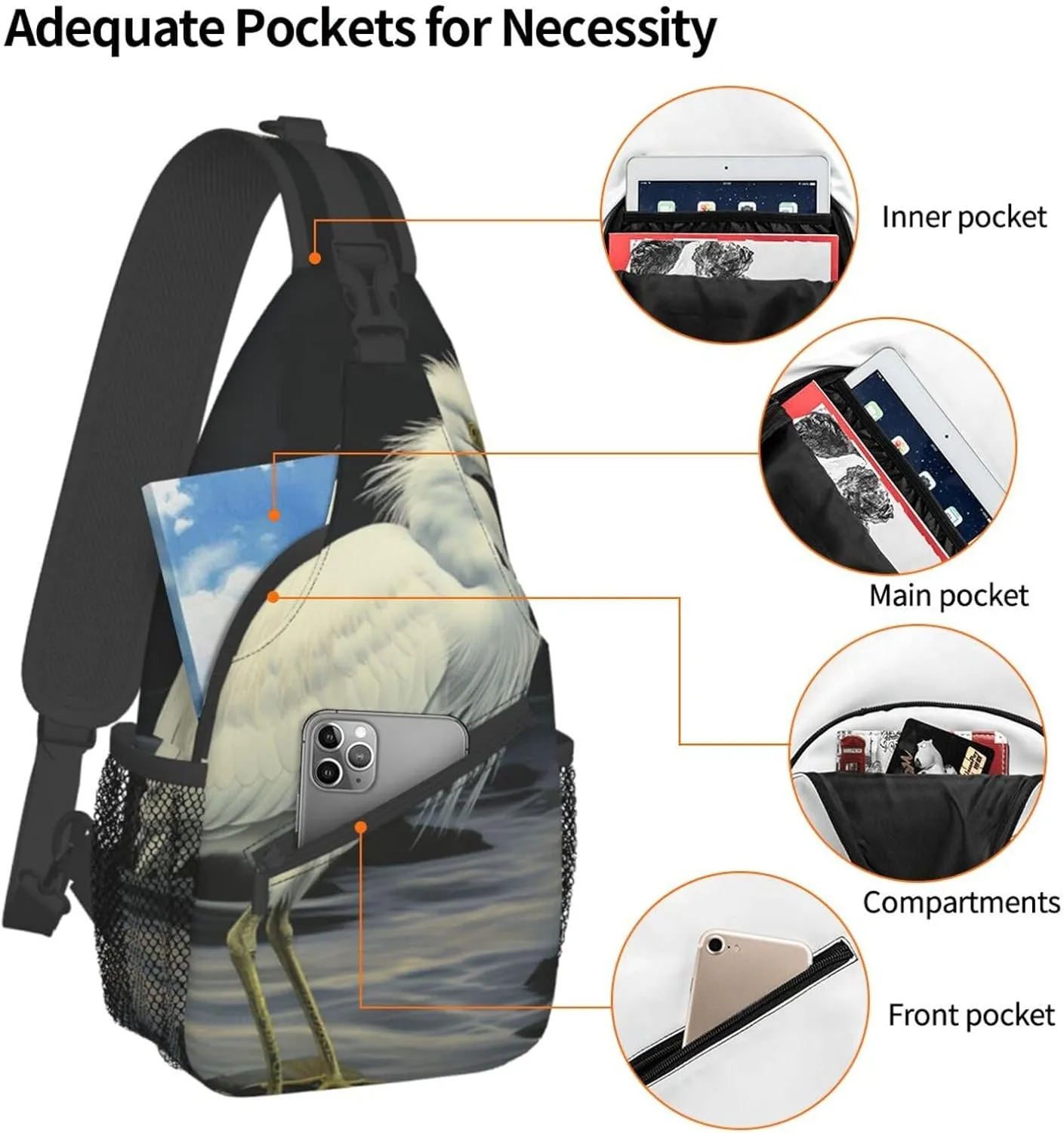 Sling Bag for Women Men Crossbody Bag Small Sling Backpack Walking by Water Chest Bag Hiking Daypack