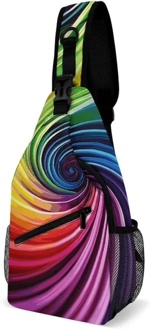 Sling Bag for Women Men Rainbow Spiral Travel Hiking Backpack Crossbody Shoulder Chest Bags Casual Daypack