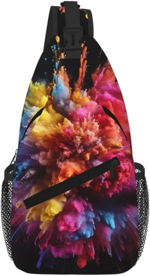 Sling Bag For Women Men Travel Hiking Backpack Crossbody Shoulder Chest Bags Colored Powder Explosion Casual Daypack