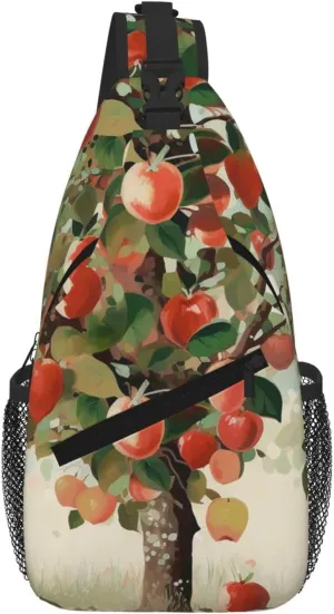 Sling Bag For Women Men Travel Hiking Backpack Crossbody Shoulder Chest Bags Fruit Under The Tree Casual Daypack