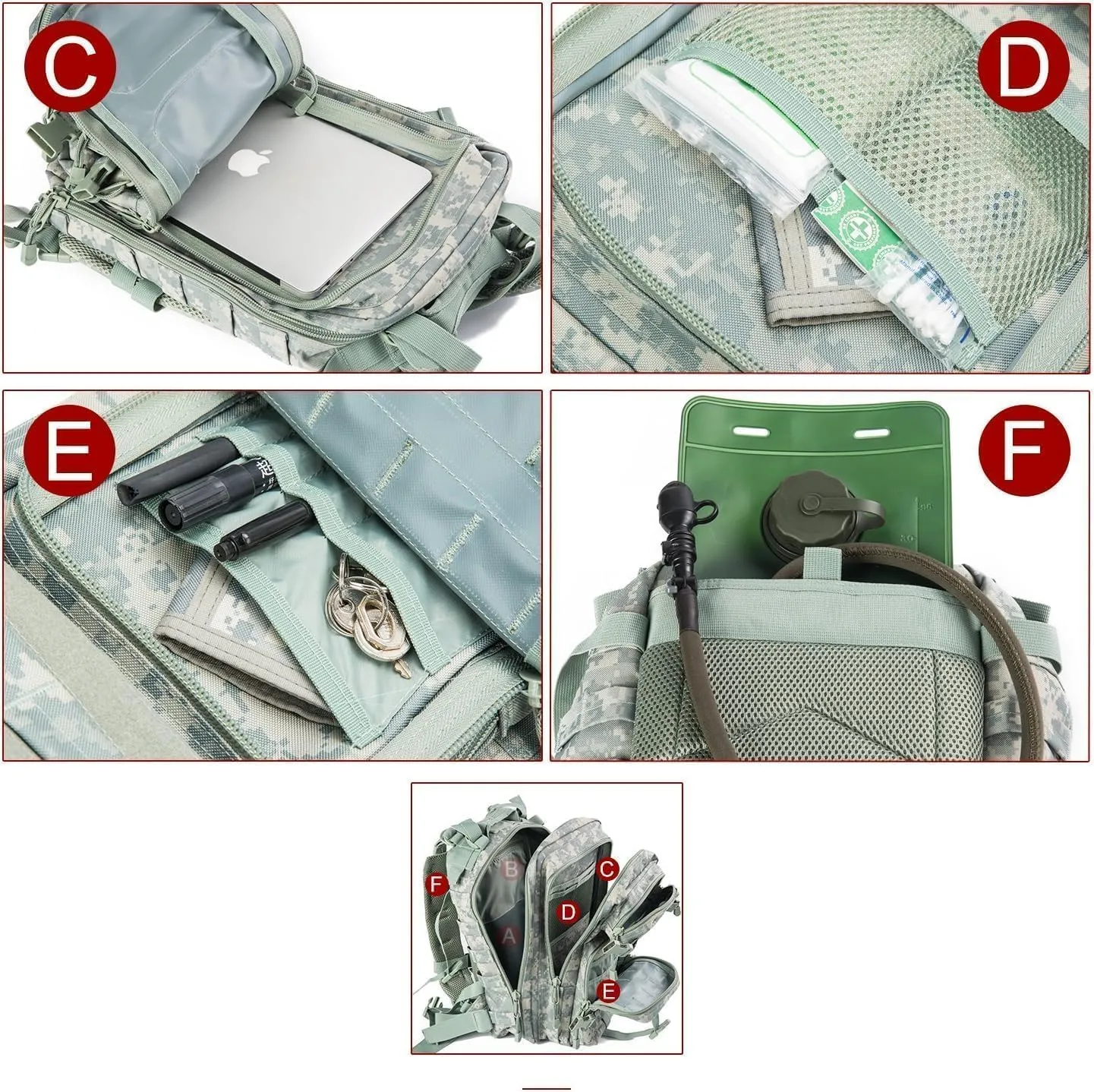 Small 30L Assault Backpack Military Tactical Backpack Tactical Bag for Outdoor Hiking Camping Travel Army Hunting Rucksack (ACU)