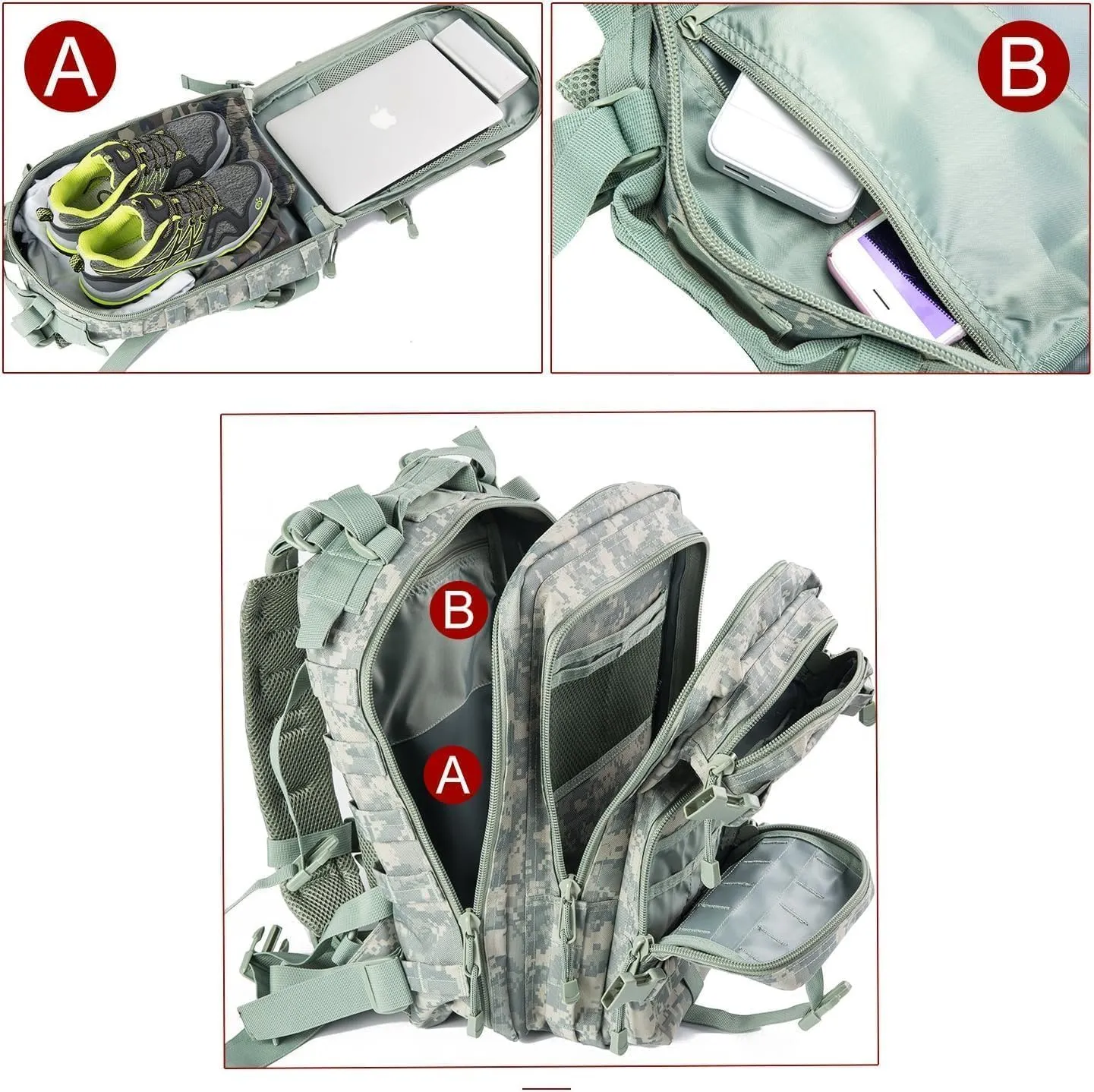 Small 30L Assault Backpack Military Tactical Backpack Tactical Bag for Outdoor Hiking Camping Travel Army Hunting Rucksack (ACU)