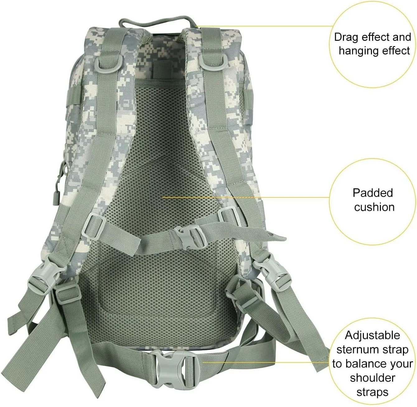 Small 30L Assault Backpack Military Tactical Backpack Tactical Bag for Outdoor Hiking Camping Travel Army Hunting Rucksack (ACU)