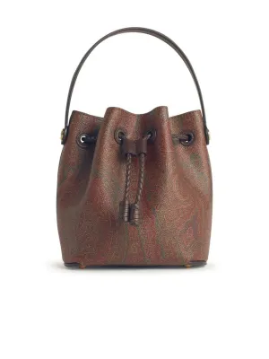 Small Bucket Bag In Brown Fabric