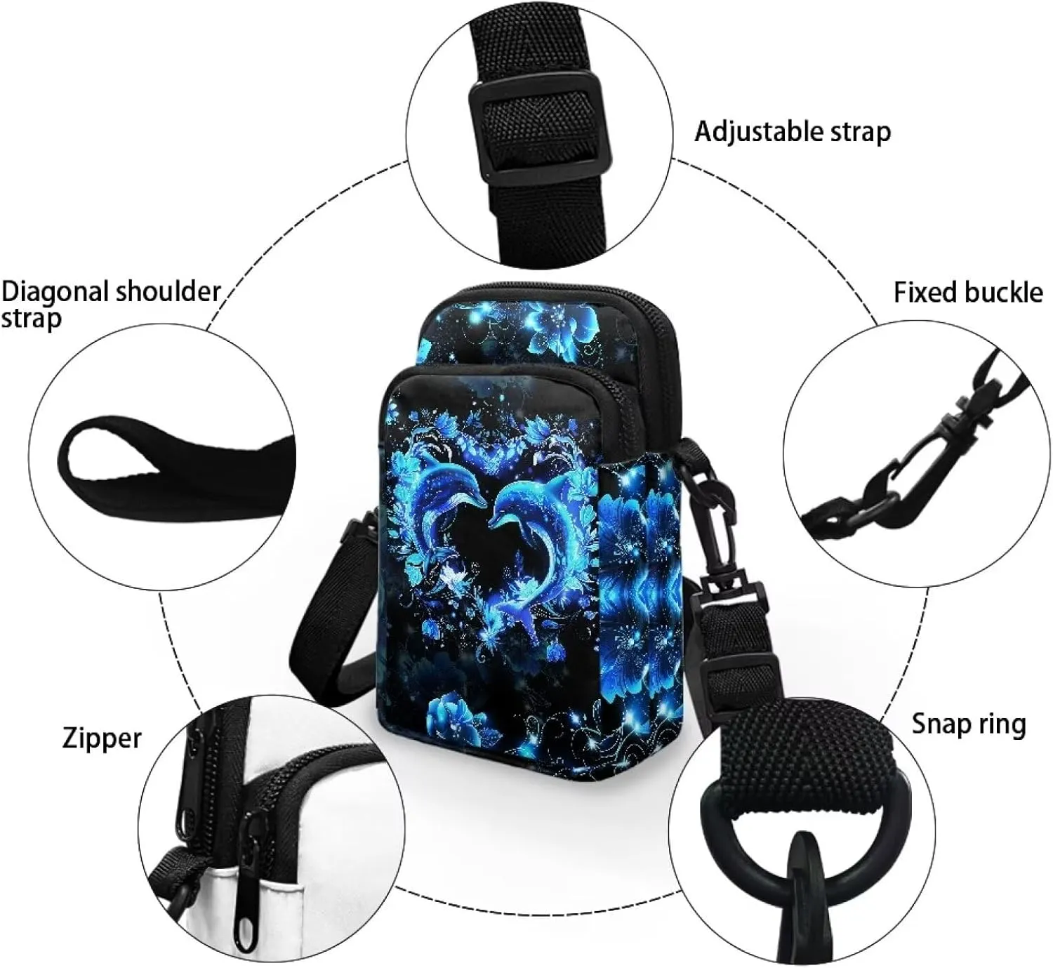 Small Cross Body Purse Trendy Phone Double Layer Shoulder Bags for Women Zip Messenger Bag