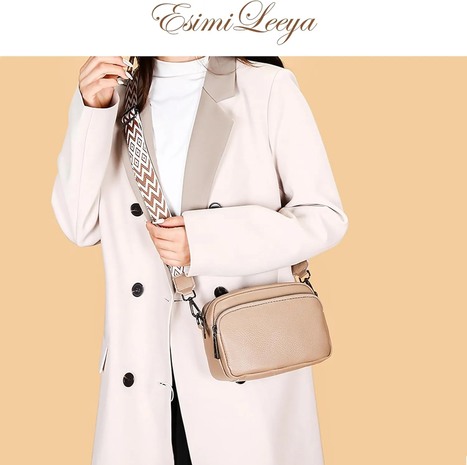 Small Genuine Leather Shoulder Bags for Women with Cell Phone Pocket Purses with Gitar and Leather Strap