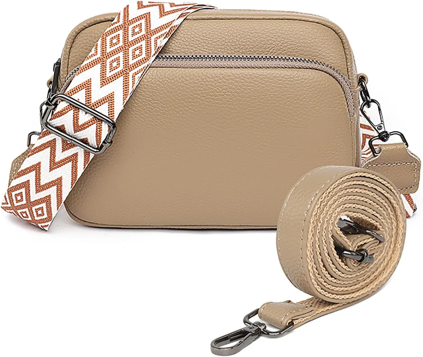 Small Genuine Leather Shoulder Bags for Women with Cell Phone Pocket Purses with Gitar and Leather Strap