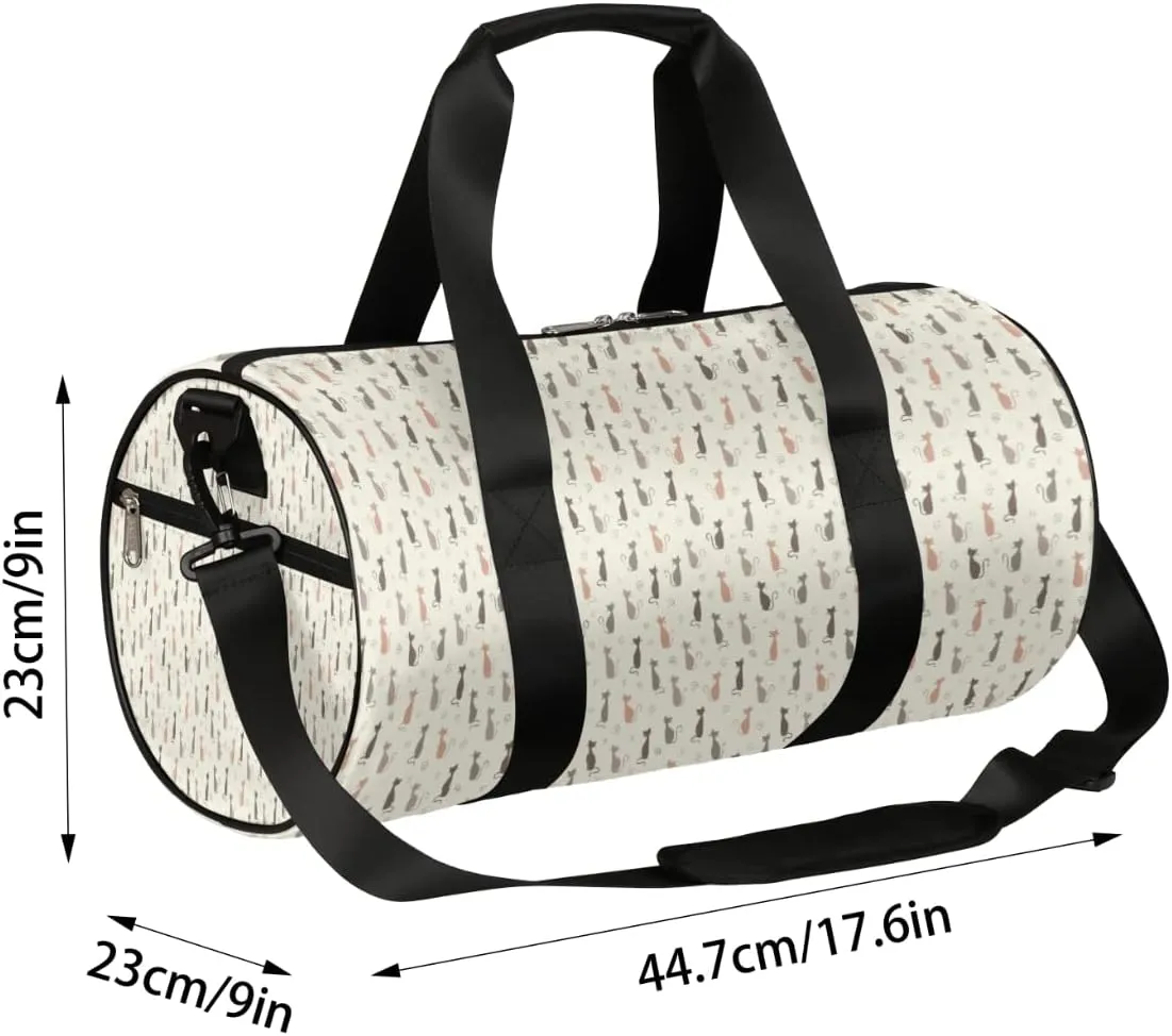 Small Gym Duffel Bags 17.8×9×9 Cat Silhouette Design Gym Bag for Men Women Overnight Weekender Bag Lightweight Sport Duffle Bag Carry On Gymbag