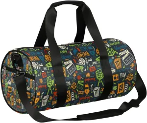 Small Gym Duffel Bags 17.8×9×9 Cinema Gym Bag for Men Women Overnight Weekender Bag Lightweight Sport Duffle Bag Carry On Gymbag