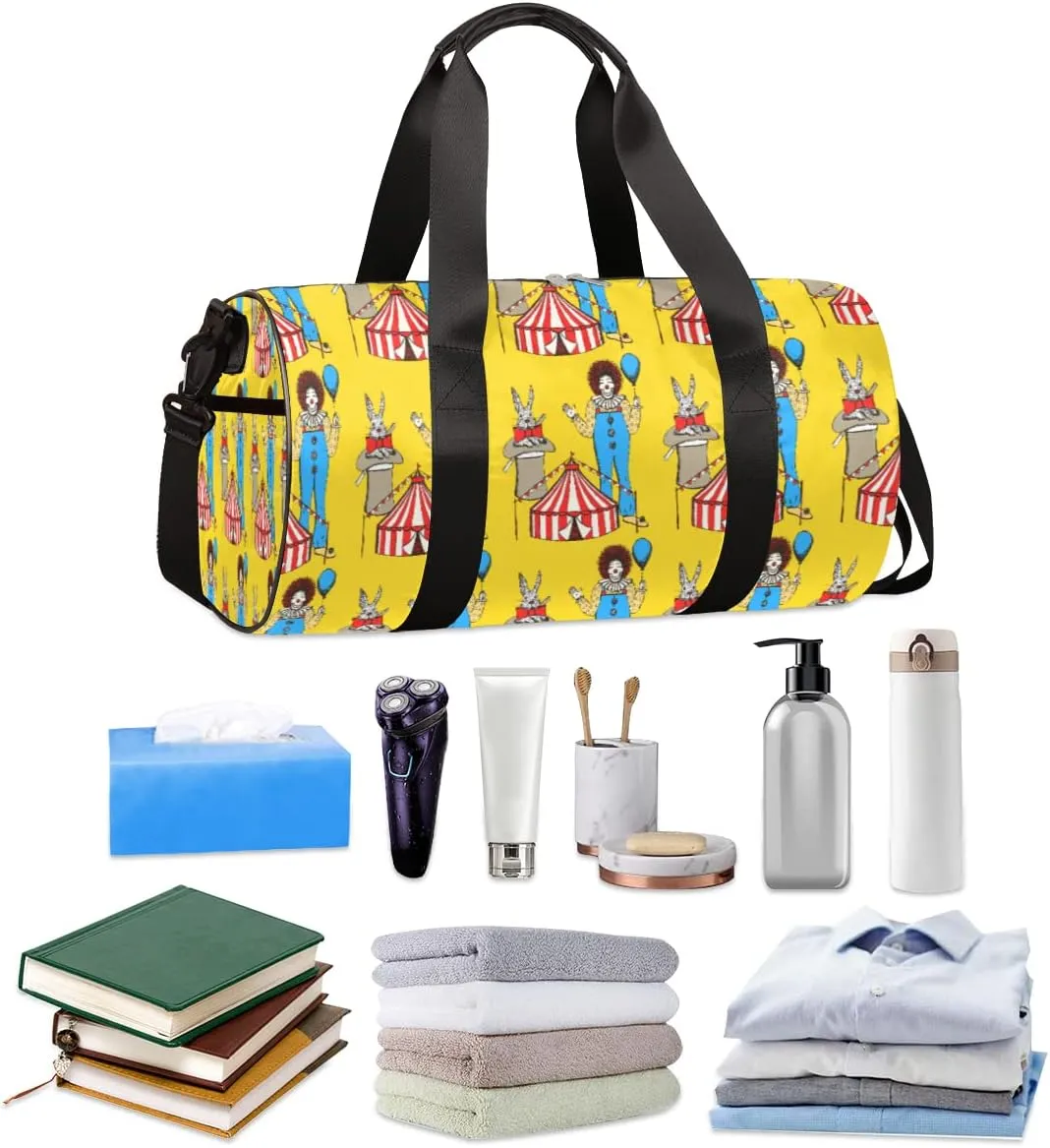 Small Gym Duffel Bags 17.8×9×9 Circus Troupe Gym Bag for Men Women Overnight Weekender Bag Lightweight Sport Duffle Bag Carry On Gymbag