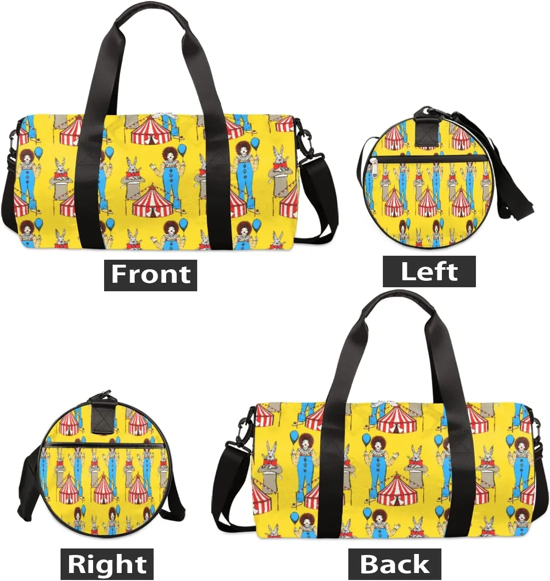 Small Gym Duffel Bags 17.8×9×9 Circus Troupe Gym Bag for Men Women Overnight Weekender Bag Lightweight Sport Duffle Bag Carry On Gymbag