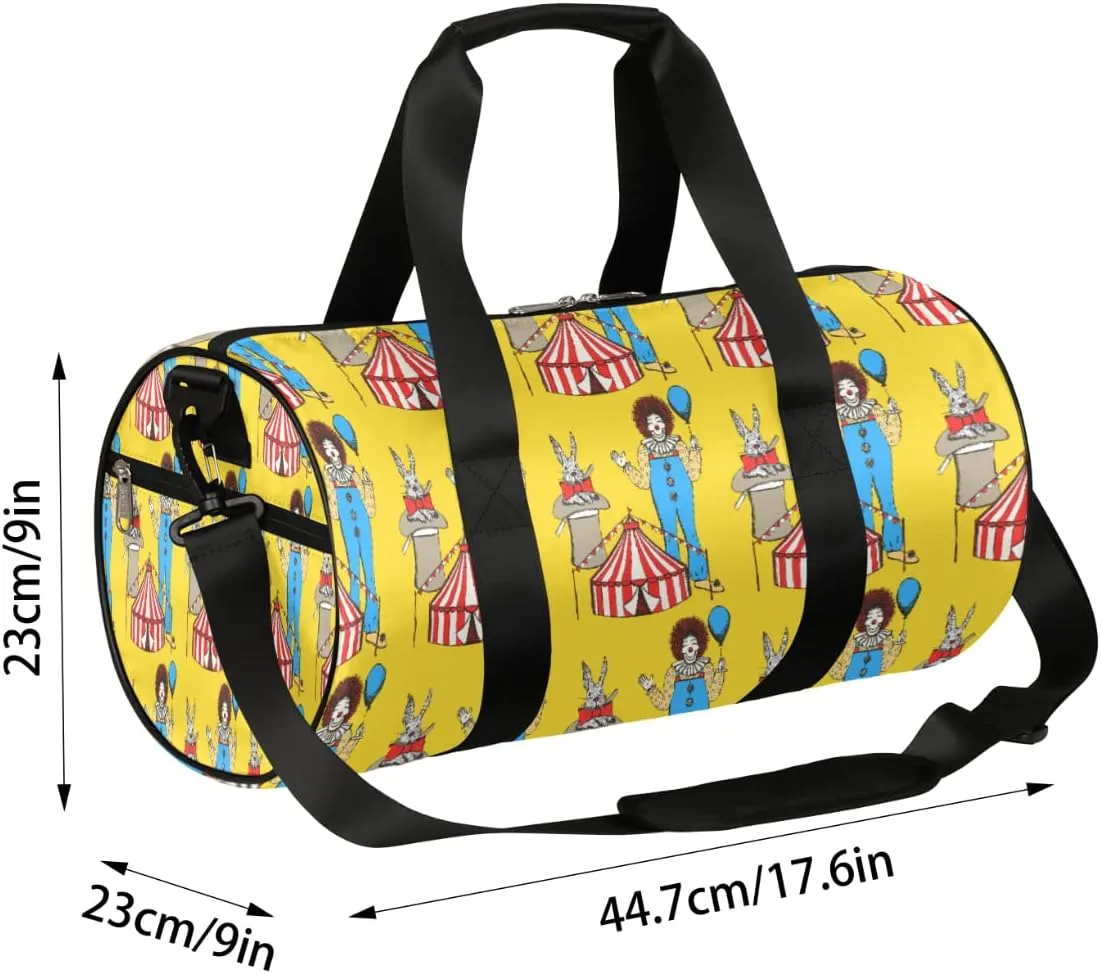 Small Gym Duffel Bags 17.8×9×9 Circus Troupe Gym Bag for Men Women Overnight Weekender Bag Lightweight Sport Duffle Bag Carry On Gymbag