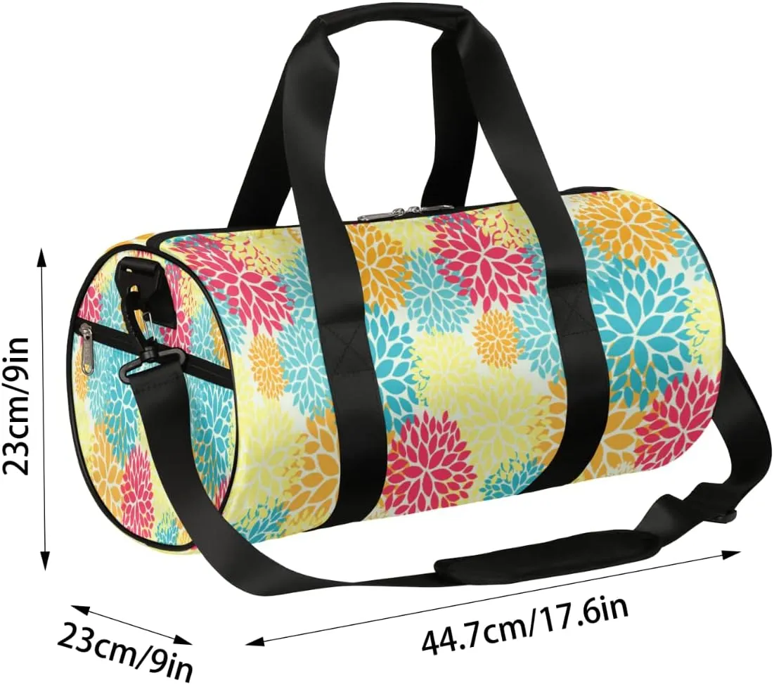 Small Gym Duffel Bags 17.8×9×9 Firework Flower Gym Bag for Men Women Overnight Weekender Bag Lightweight Sport Duffle Bag Carry On Gymbag