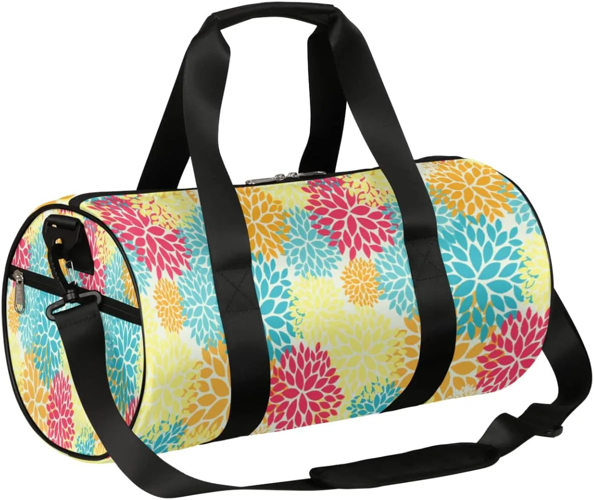 Small Gym Duffel Bags 17.8×9×9 Firework Flower Gym Bag for Men Women Overnight Weekender Bag Lightweight Sport Duffle Bag Carry On Gymbag