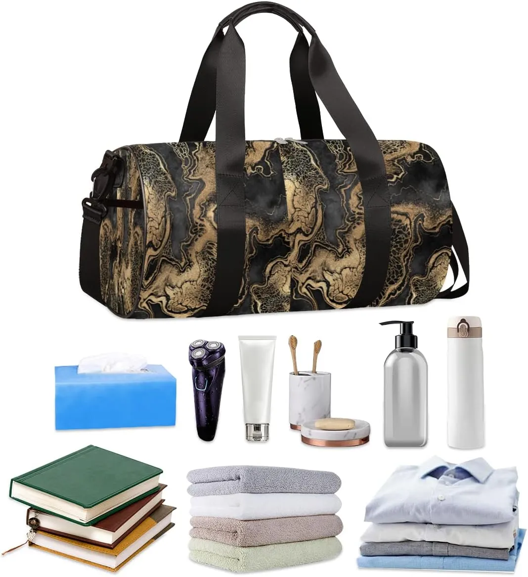 Small Gym Duffel Bags 17.8×9×9 Marble Tide Shape Gym Bag for Men Women Overnight Weekender Bag Lightweight Sport Duffle Bag Carry On Gymbag