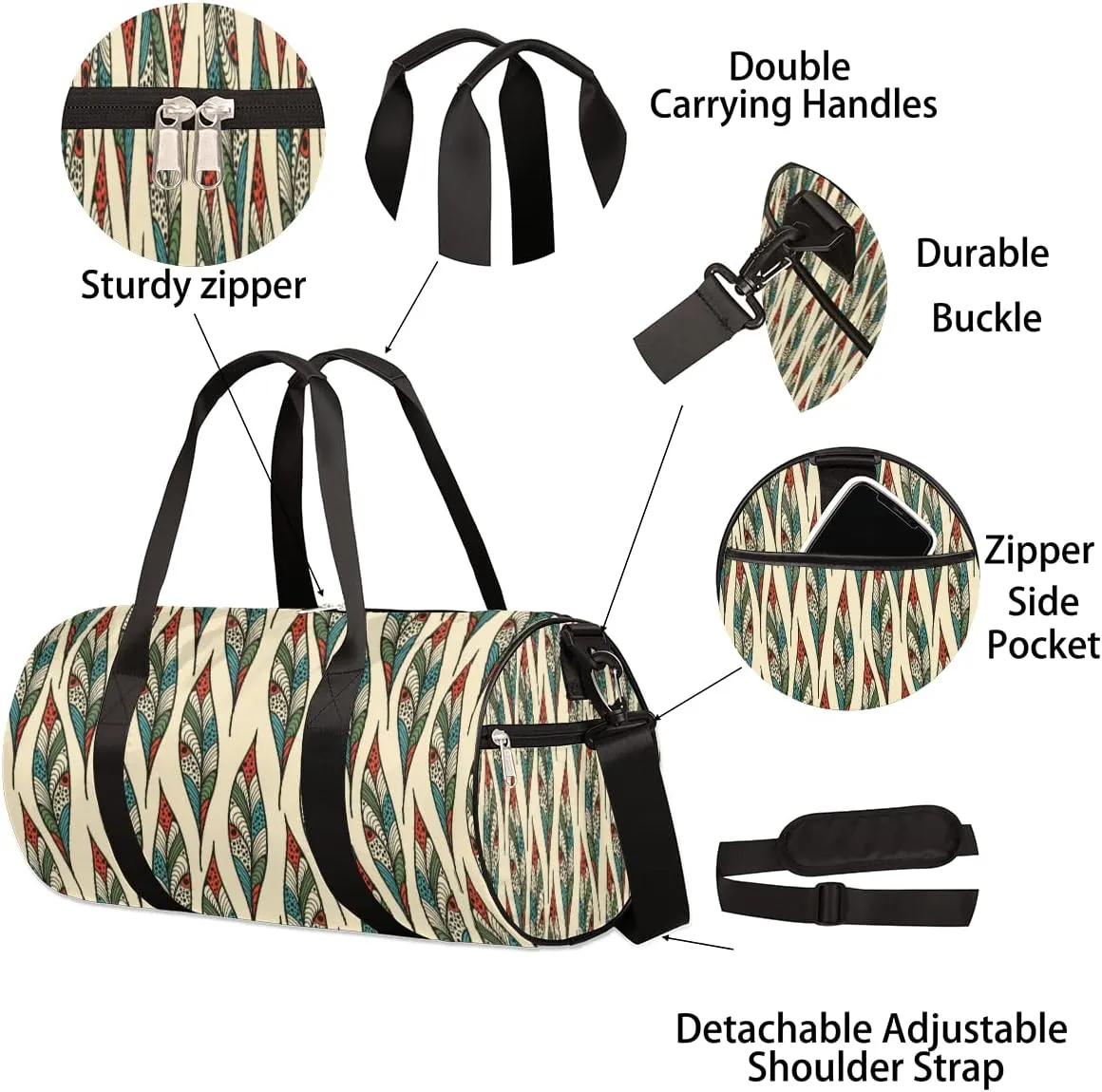 Small Gym Duffel Bags 17.8×9×9 Modern Design Wave Gym Bag for Men Women Overnight Weekender Bag Lightweight Sport Duffle Bag Carry On Gymbag