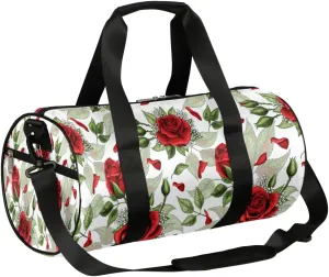 Small Gym Duffel Bags 17.8×9×9 Rose Petals Crisp Gym Bag for Men Women Overnight Weekender Bag Lightweight Sport Duffle Bag Carry On Gymbag