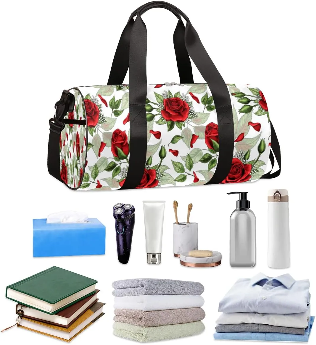 Small Gym Duffel Bags 17.8×9×9 Rose Petals Crisp Gym Bag for Men Women Overnight Weekender Bag Lightweight Sport Duffle Bag Carry On Gymbag