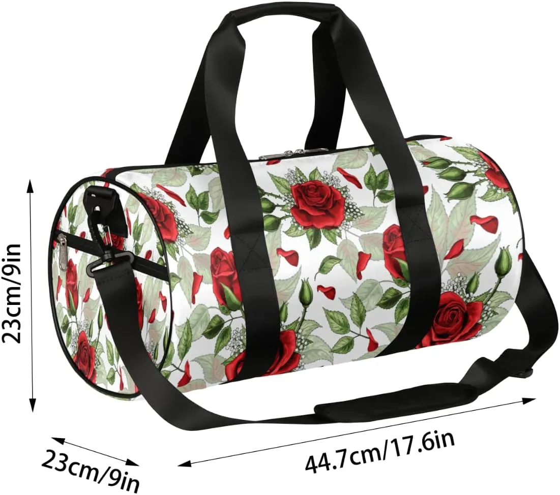 Small Gym Duffel Bags 17.8×9×9 Rose Petals Crisp Gym Bag for Men Women Overnight Weekender Bag Lightweight Sport Duffle Bag Carry On Gymbag
