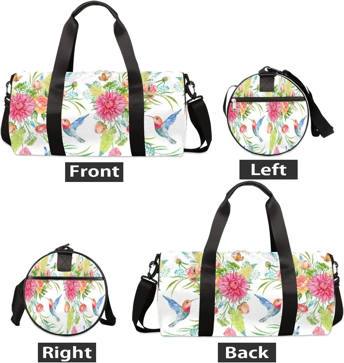 Small Gym Duffel Bags 17.8×9×9 Spring Flower Buttlerfly Gym Bag for Men Women Overnight Weekender Bag Lightweight Sport Duffle Bag Carry On Gymbag