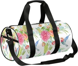Small Gym Duffel Bags 17.8×9×9 Spring Flower Buttlerfly Gym Bag for Men Women Overnight Weekender Bag Lightweight Sport Duffle Bag Carry On Gymbag