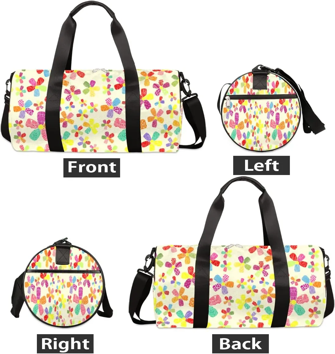 Small Gym Duffel Bags 17.8×9×9 Stunned Cartoon Flower Gym Bag for Men Women Overnight Weekender Bag Lightweight Sport Duffle Bag Carry On Gymbag