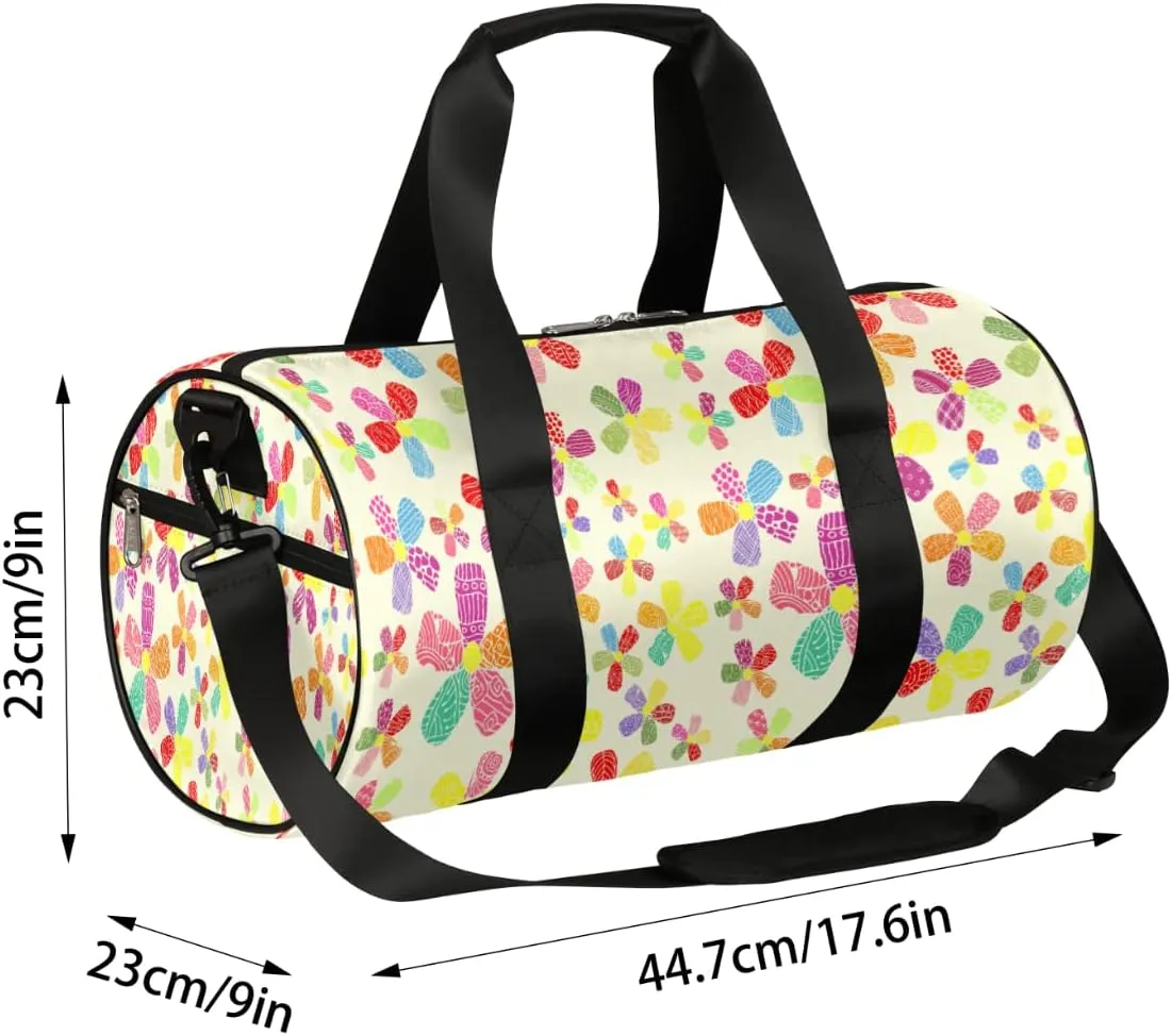 Small Gym Duffel Bags 17.8×9×9 Stunned Cartoon Flower Gym Bag for Men Women Overnight Weekender Bag Lightweight Sport Duffle Bag Carry On Gymbag