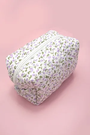 Small Lavender Quilted Cosmetic Pouch
