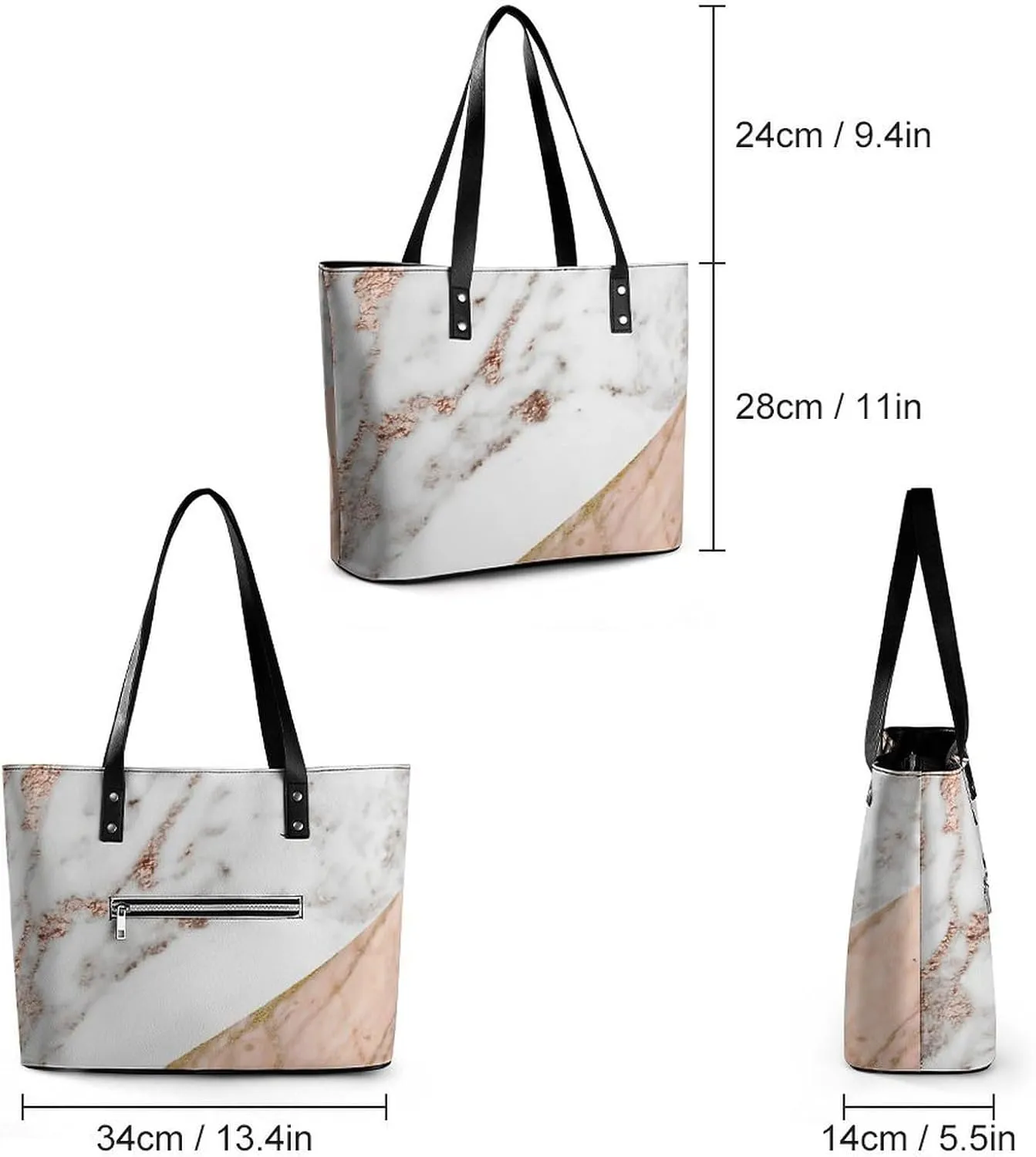 Snowflake Winter Wonderland Leather Handbag Smooth Wrinkle Resistant Lightweight And Convenient