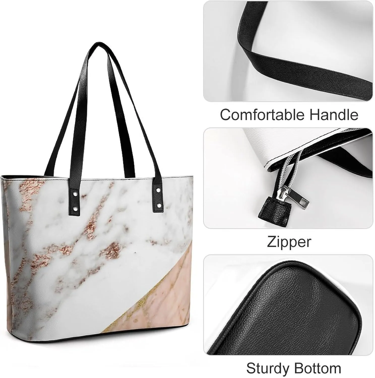 Snowflake Winter Wonderland Leather Handbag Smooth Wrinkle Resistant Lightweight And Convenient