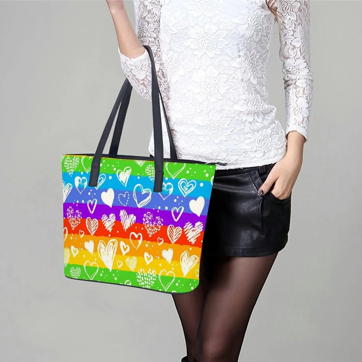 Snowflake Winter Wonderland Leather Handbag Smooth Wrinkle Resistant Lightweight And Convenient
