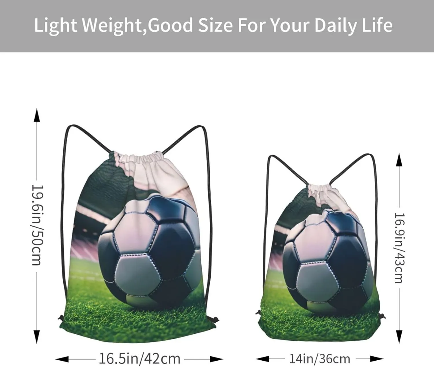 Soccer Ball Drawstring Cinch Backpack Polyester Sack Pack String Bag For Hiking Camping Adventure