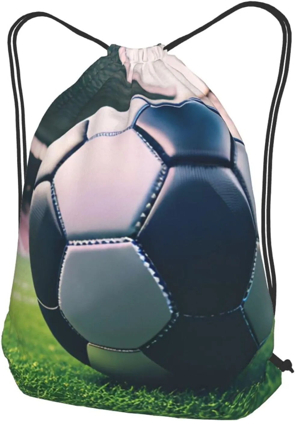 Soccer Ball Drawstring Cinch Backpack Polyester Sack Pack String Bag For Hiking Camping Adventure