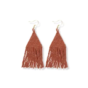Solid Beaded Fringe Earrings Rust