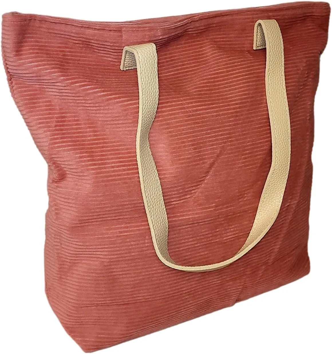 SONA G DESIGNS Large Zipper Closure Corduroy Bag for Women with Inner Pocket