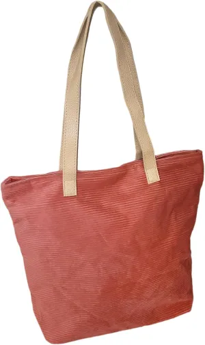 SONA G DESIGNS Large Zipper Closure Corduroy Bag for Women with Inner Pocket