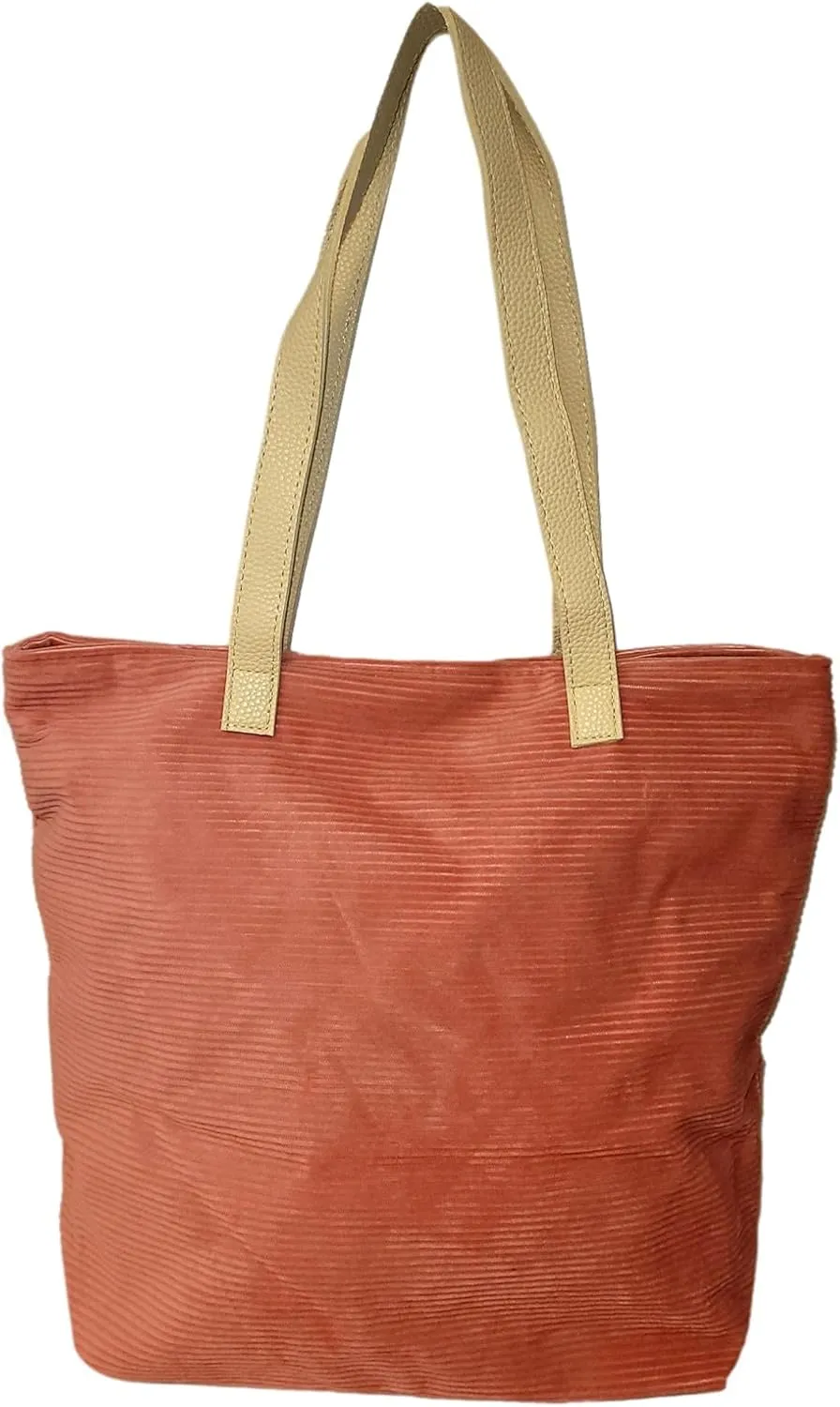 SONA G DESIGNS Large Zipper Closure Corduroy Bag for Women with Inner Pocket
