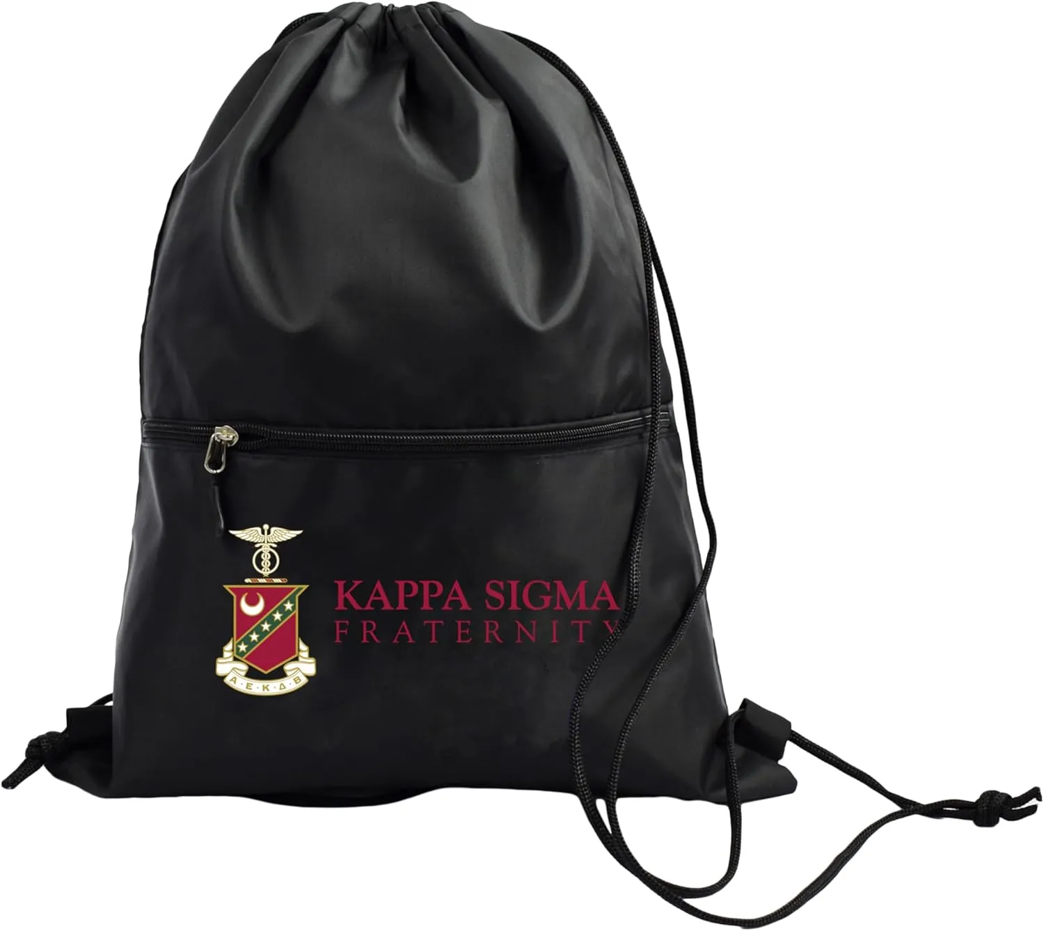 Sorority Shop Kappa Sigma Fraternity Black Drawstring Backpack, Sports Bag, Travel Carryall