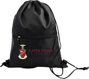 Sorority Shop Kappa Sigma Fraternity Black Drawstring Backpack, Sports Bag, Travel Carryall
