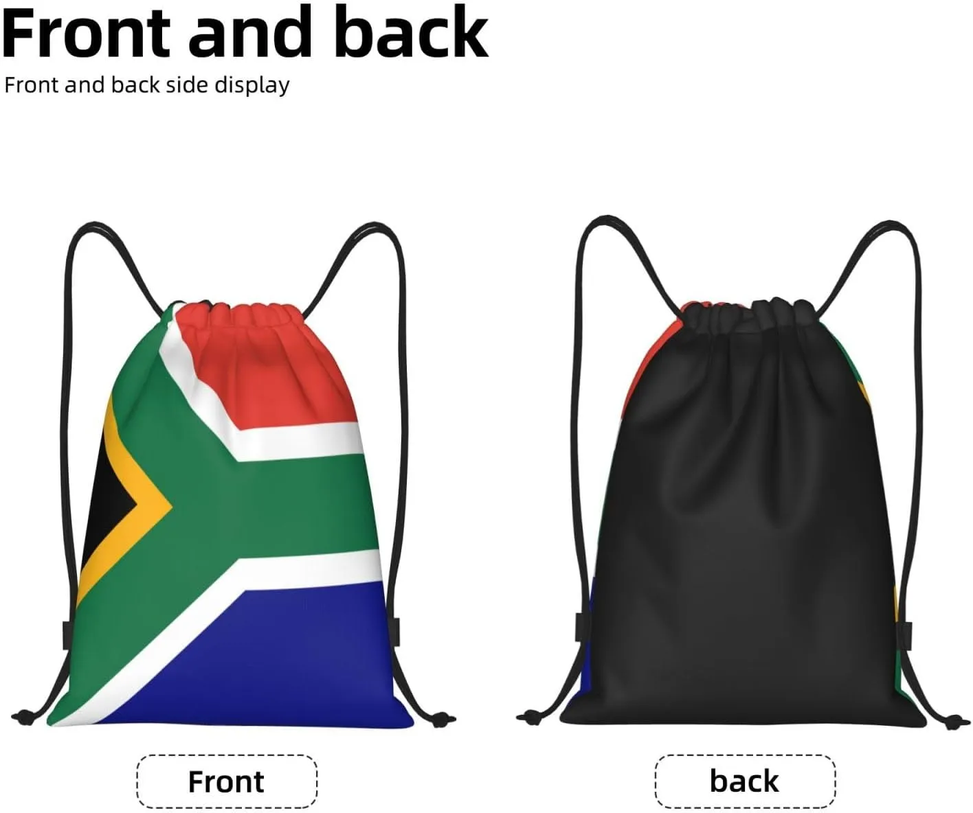 South African Flag Print Drawstring Backpack Foldable Draw String Back Bag For Shopping Sport Yoga Travel.