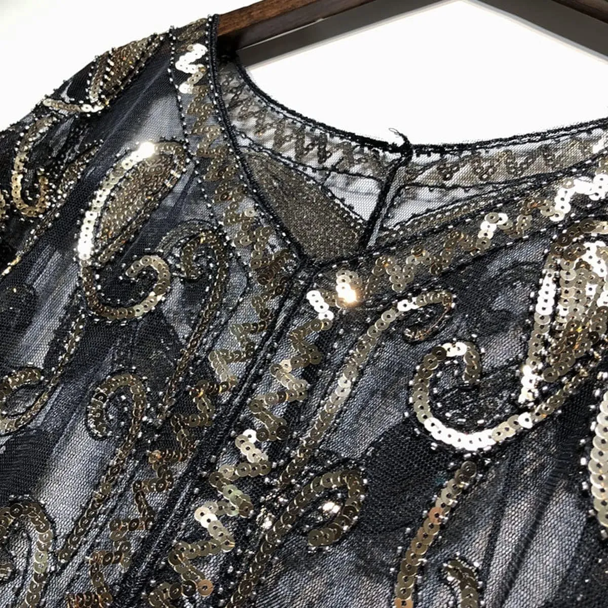 Specell 1920s Shawl Wraps Wedding Bridal Wrap Sequin Beaded Shawl For Evening Dresses Wedding Gatsby Party Harlem Night