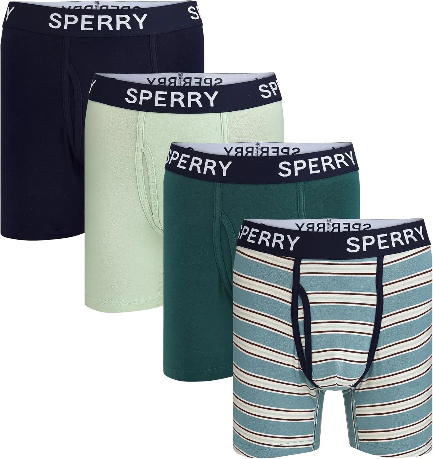 Sperry 4-Pack Mens Premium Cotton Stretch Boxer Briefs – Everyday Comfort Cotton Mens Boxer Briefs with Fly Pouch & 5” Inseam