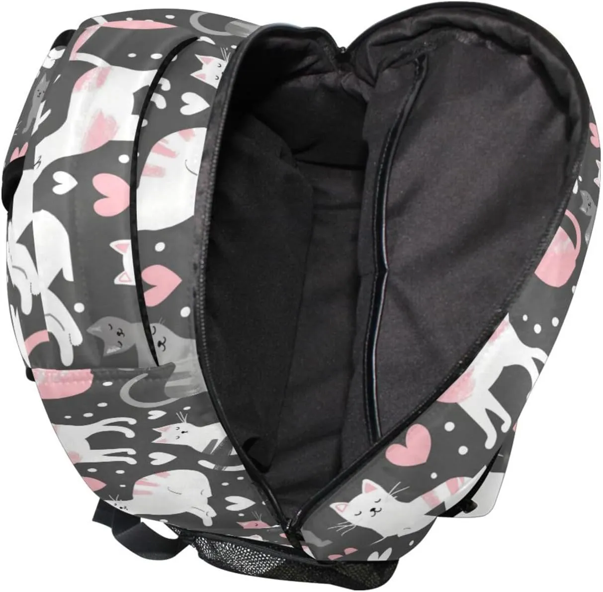 Sport Backpack for Teacher Nurse Waterproof Backpack with Chest Strap for Business Work College Travel Trip Cartoon Cute Grey White Peach Cats